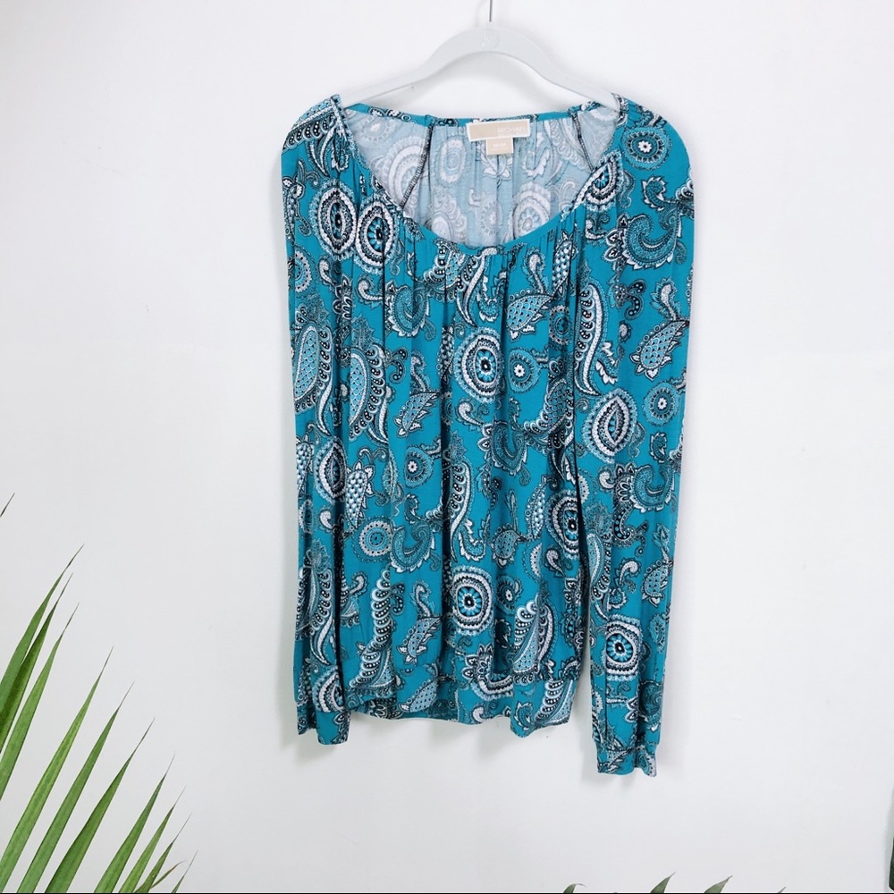 MK | Paisley Print Peasant Top M